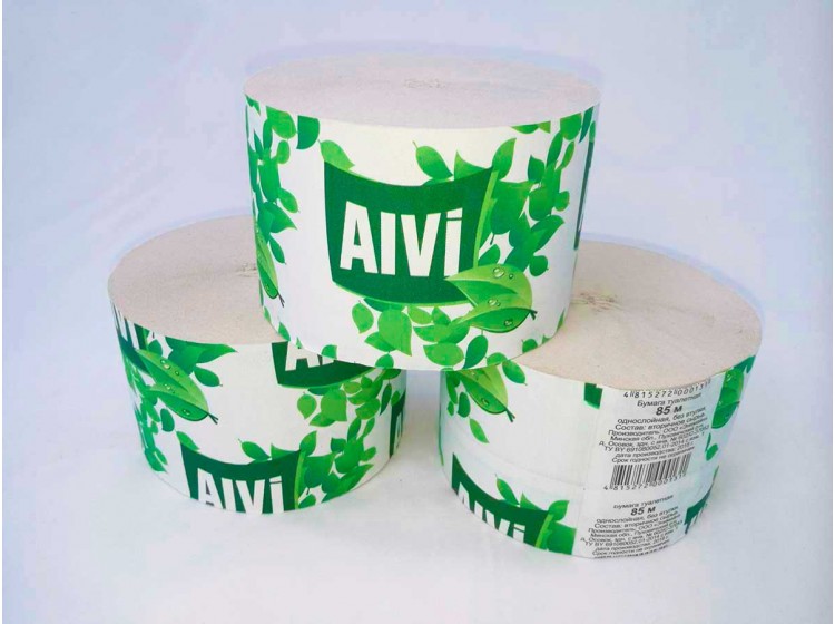 Бумага туалетная "AIVi" однослойная из макулатуры без втулки 85м (24 рул/упак) - без оптовой надбавки Бумага туалетная "AIVi" однослойная из макулатуры без втулки 85м (24 рул/упак) - без оптовой надбавки